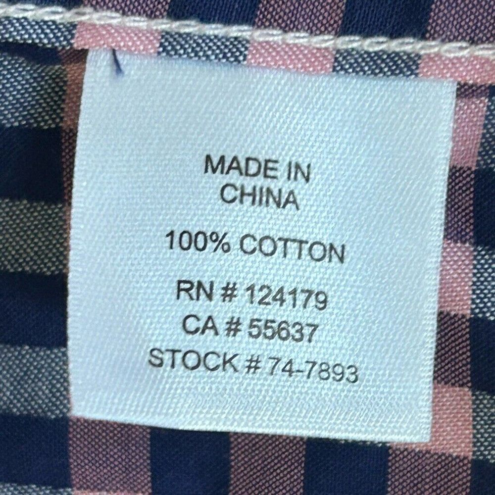 Johnston And Murphy Long Sleeve Button Up Dress Shirt Purple Check Men's Size XL - Picture 7 of 8